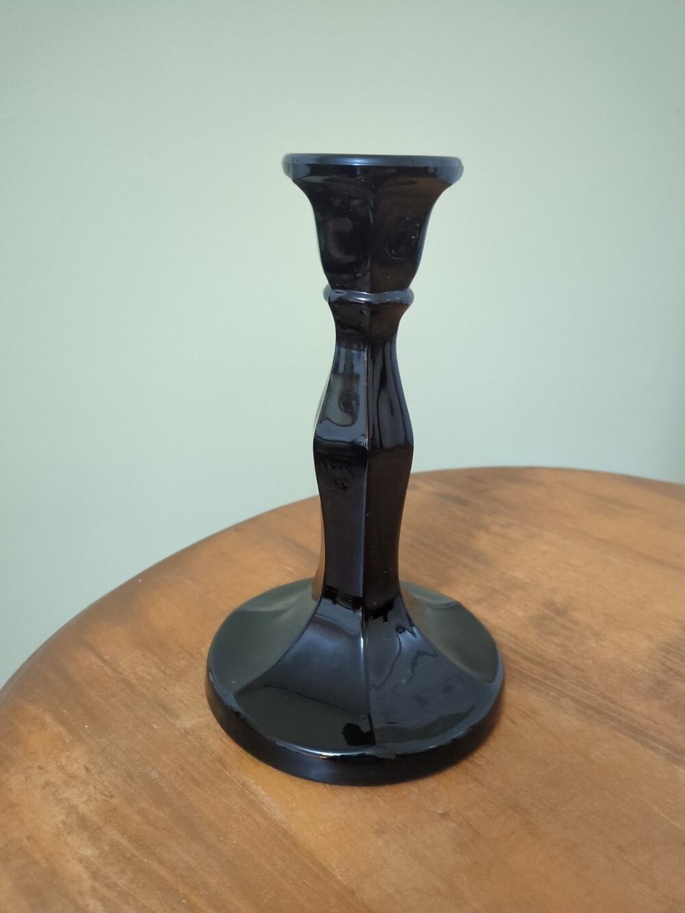 Paden City Glass Vintage Black Candlestick #114 7 1/2"